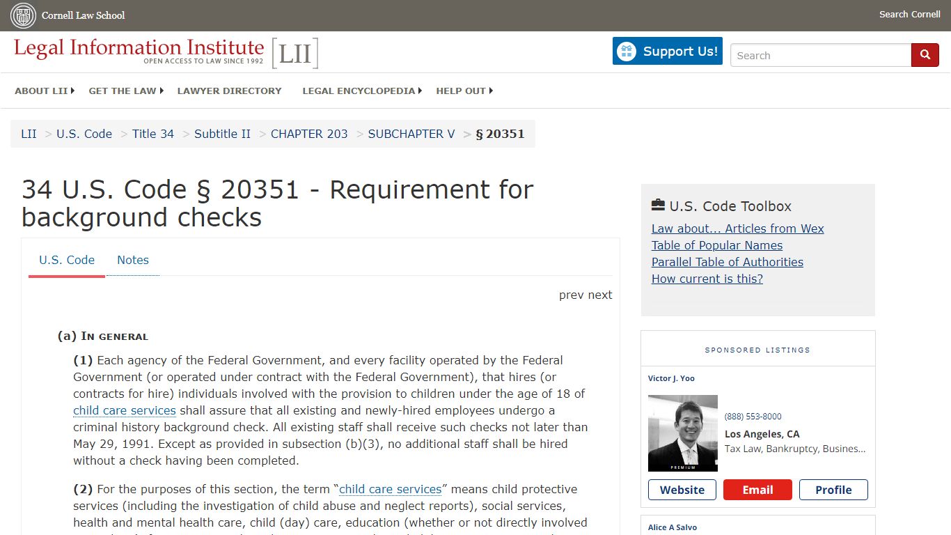 34 U.S. Code § 20351 - Requirement for background checks